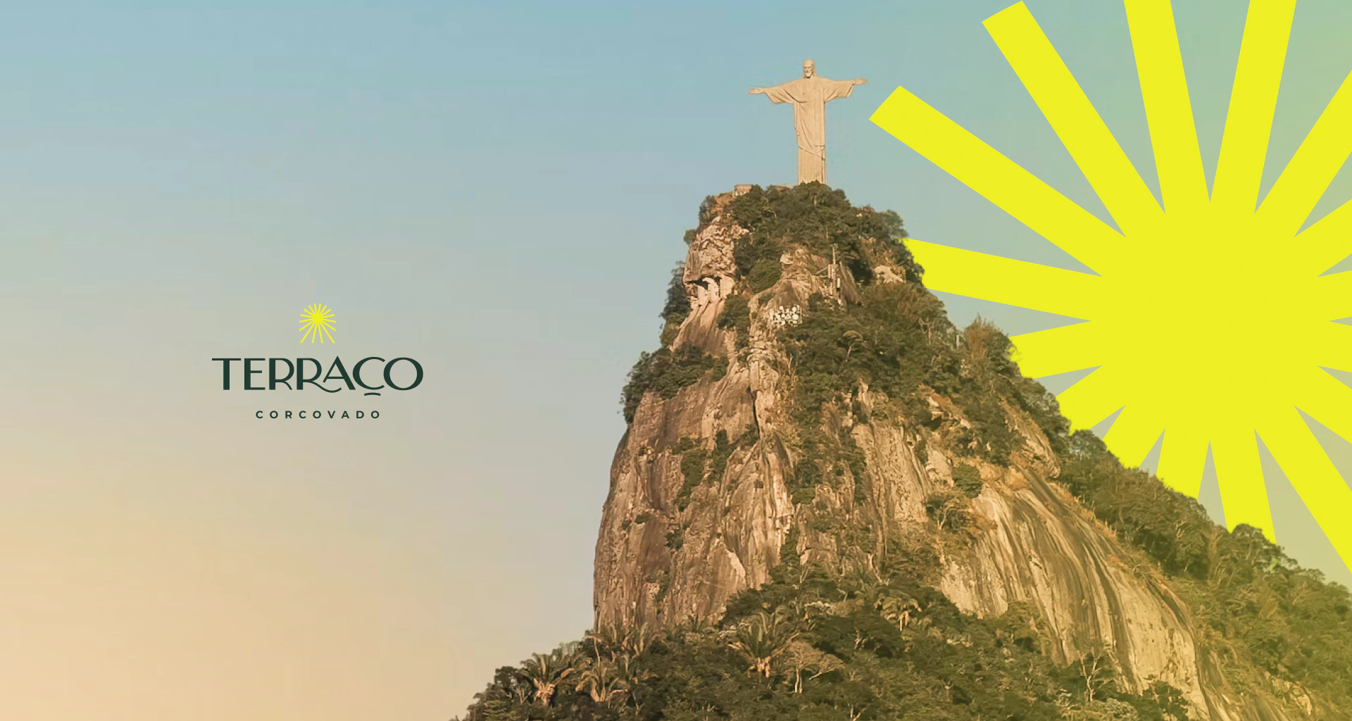 Terraço Corcovado identity applied to the landscape of Christ the Redeemer.