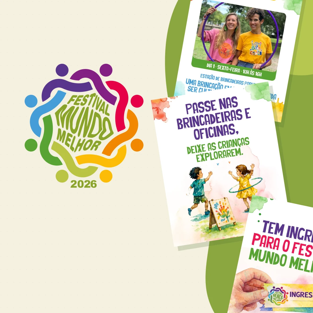 Marca Festival Mundo Melhor 2026 e composição com peças da campanha de Instagram.