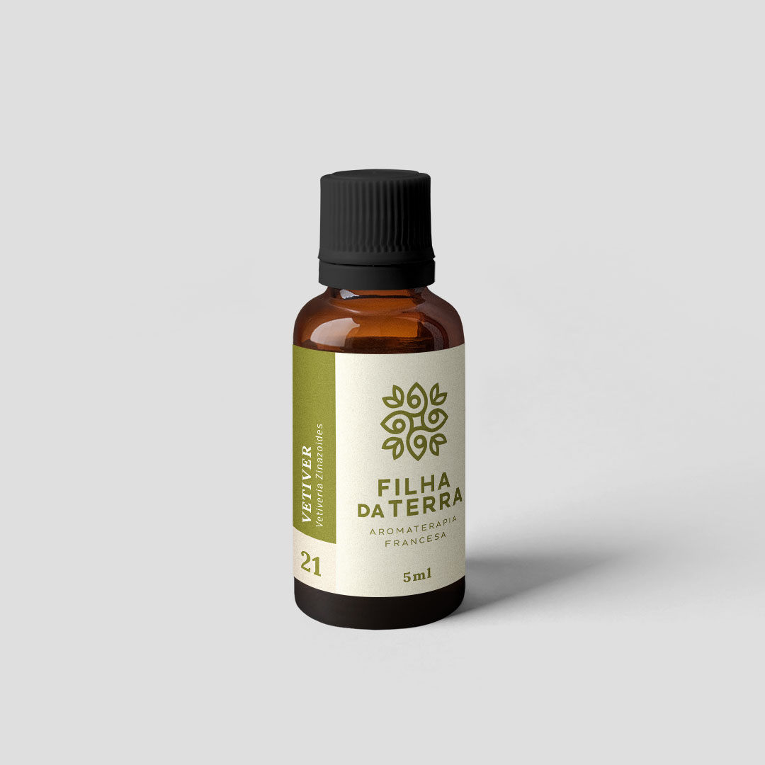 Óleo essencial Vetiver da Filha da Terra, rótulo 21.