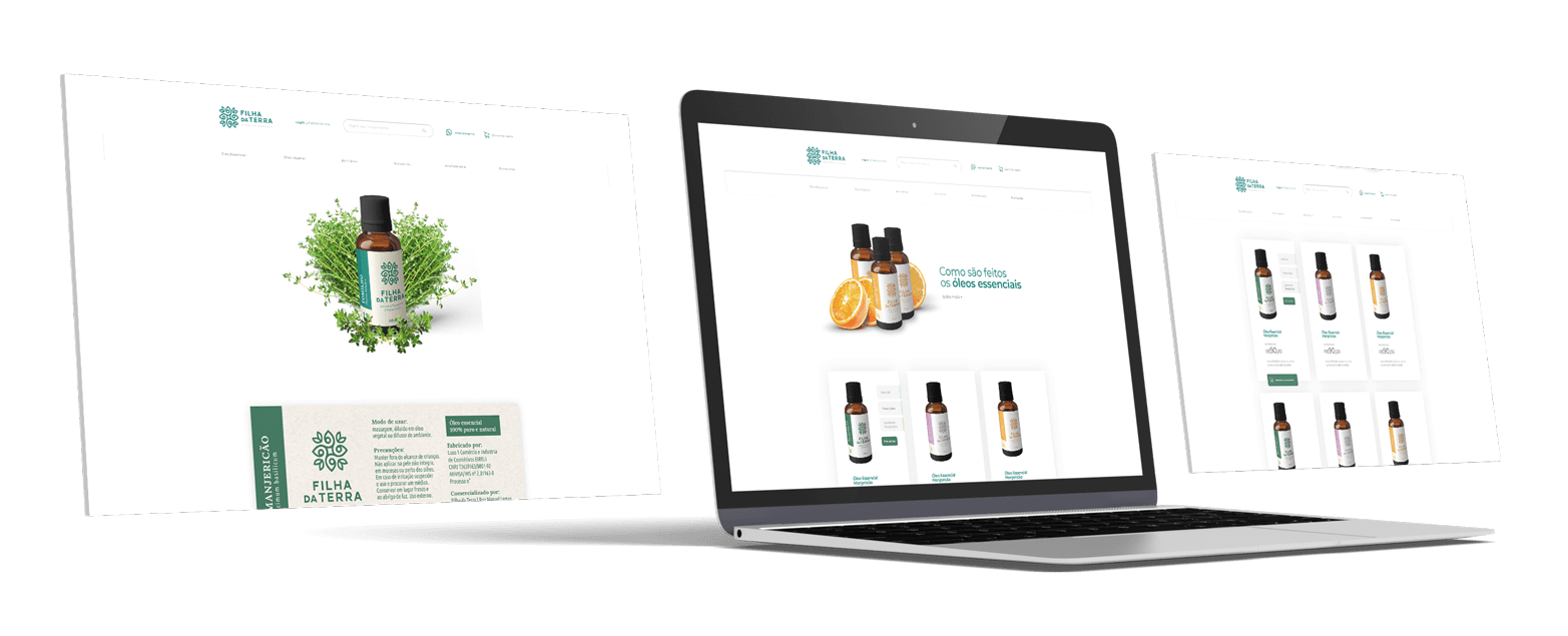 E-commerce da Filha da Terra em desktop e notebook.
