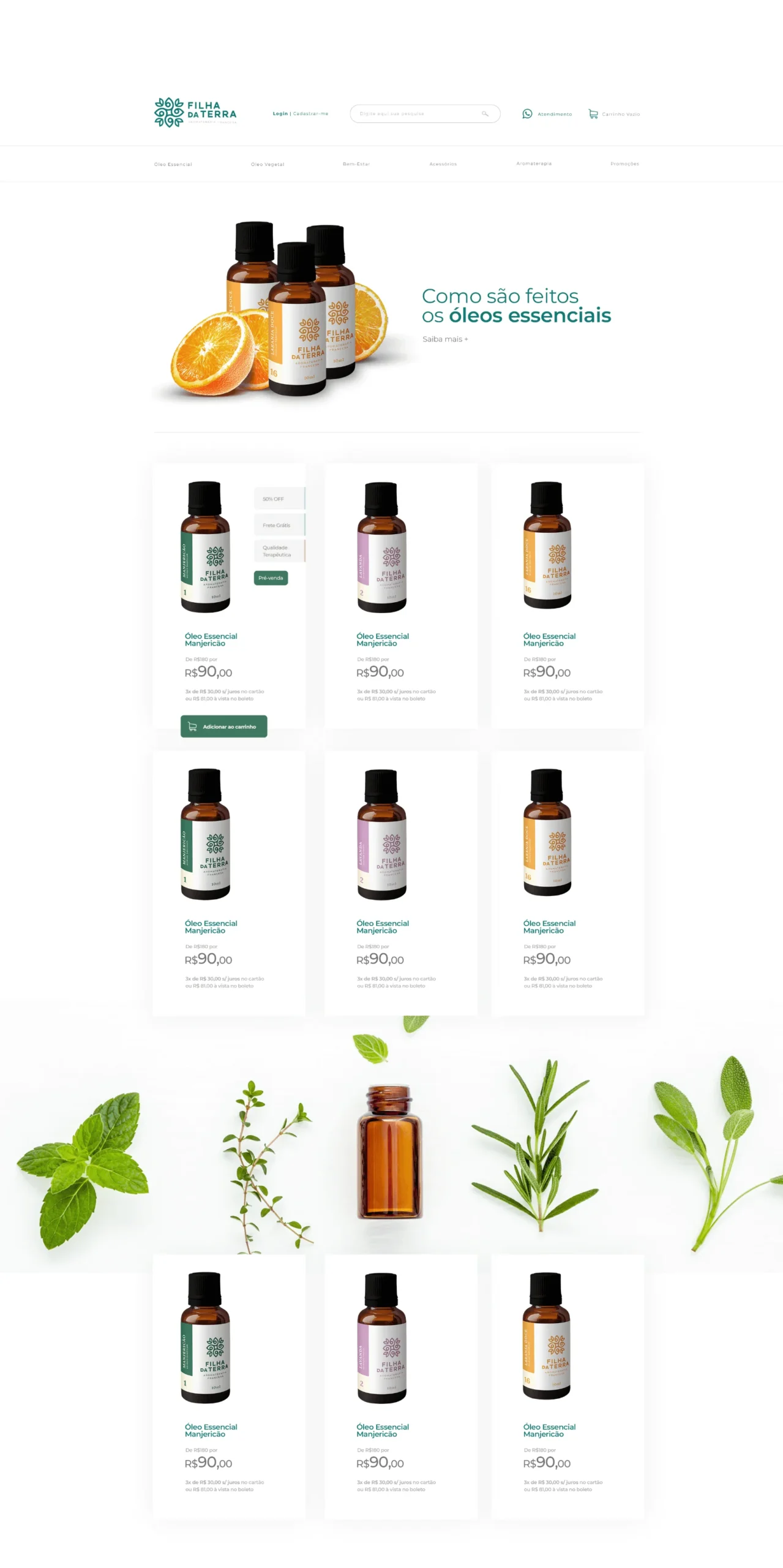 Loja online da Filha da Terra com o novo web design.