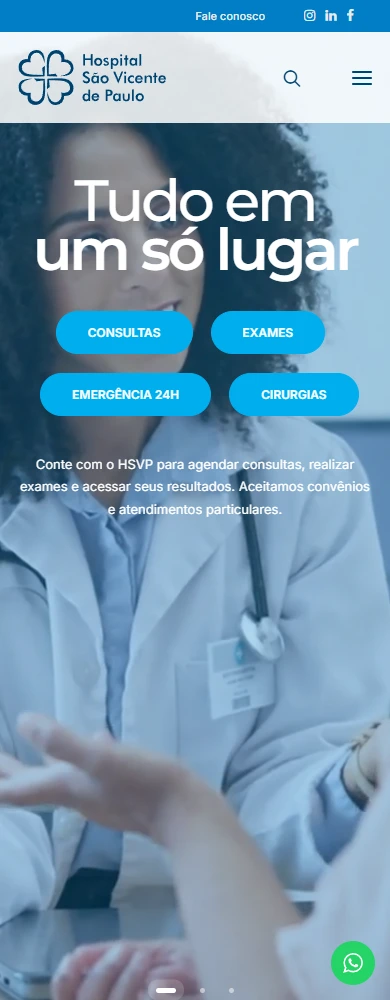 Interface mobile do HSVP com busca, menu e serviços Interface mobile do HSVP com busca, menu e serviços.