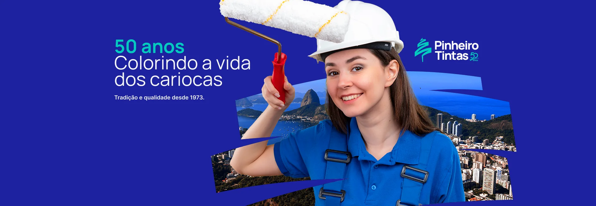 Banner de campanha: 50 anos colorindo a vida dos cariocas.
