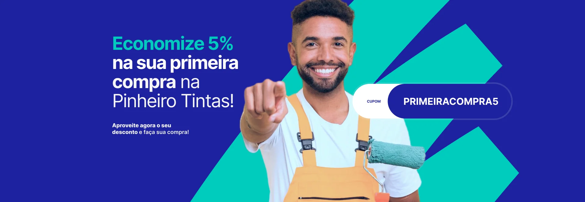 Banner de campanha: 5% de desconto na primeira compra.