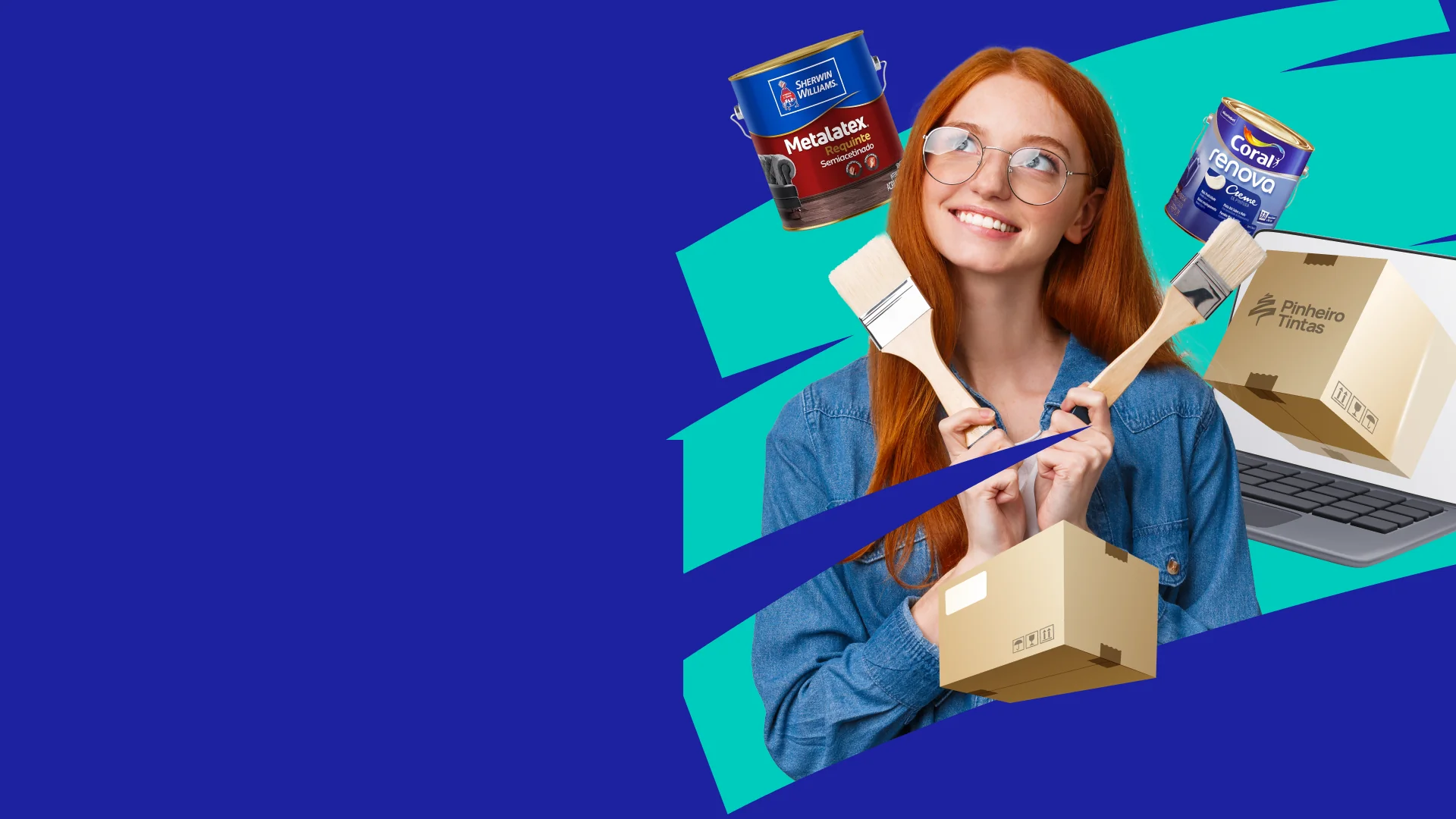Pinheiro Tintas' new identity applied to products, packaging and digital environments.