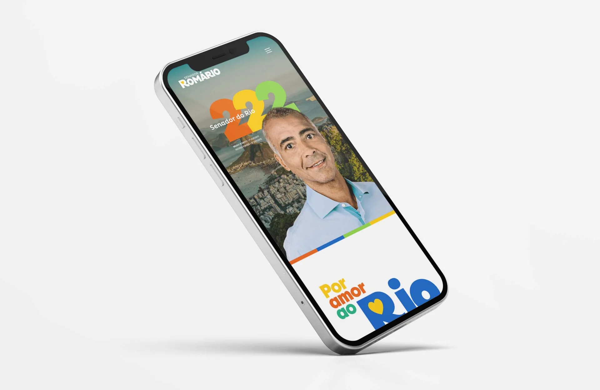 Página inicial do website Romário 222 em dispositivo móvel.