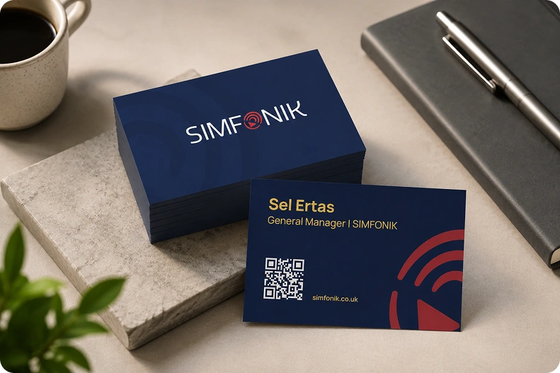 Cartões de visita da Simfonik.