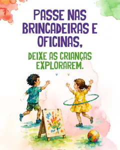 Card ilustrado em aquarela com crianças brincando